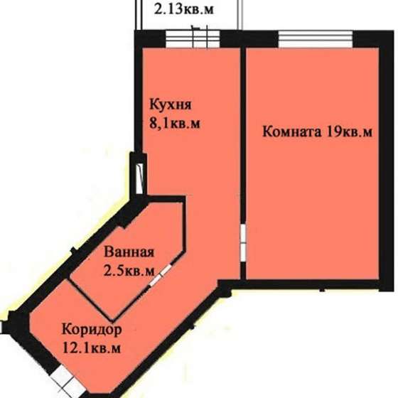 1-комнатная квартира, Полевая улица, 19